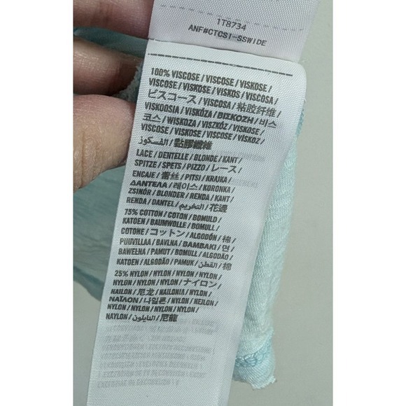 Y2K‎ Abercrombie and Fitch Lace Trim Racerback Tank Top Open Back 2000s Blue S - Picture 4 of 6